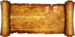 Bartalics Remig névjegykártya